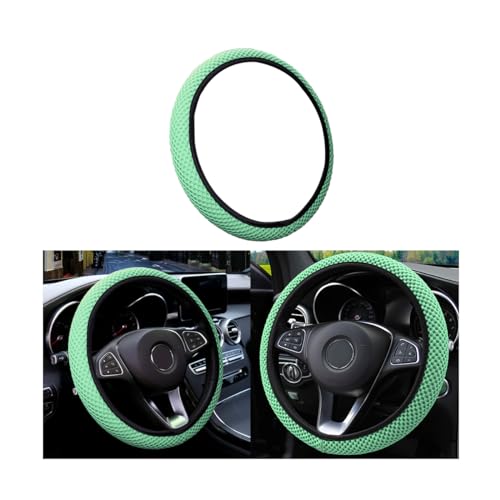 Moly Magnolia Elastic Stretch Steering Wheel Cover, Universal 15 Inch Auto Steering Wheel Cover, Microfiber Breathable Ice Silk, Anti-Slip, Odorless,Warm in Winter and Cool in Summer (Green) - color: Green