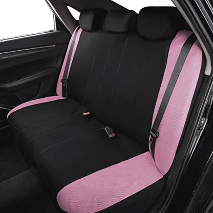 Flying Banner Butterfly car seat Covers ful Set Fashion Universal Lady Woman Female Rear Bench Split Colorized (Pink Black, Full Set) - color: Pink Black, size: Full set