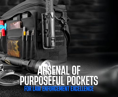 Patrol Bag Used By Law Enforcement Police Gear and Military Grade - Water Resistant Police Officer Duty Bag - Heavy Duty Car Front Seat Organizer with Multiple Storage Space