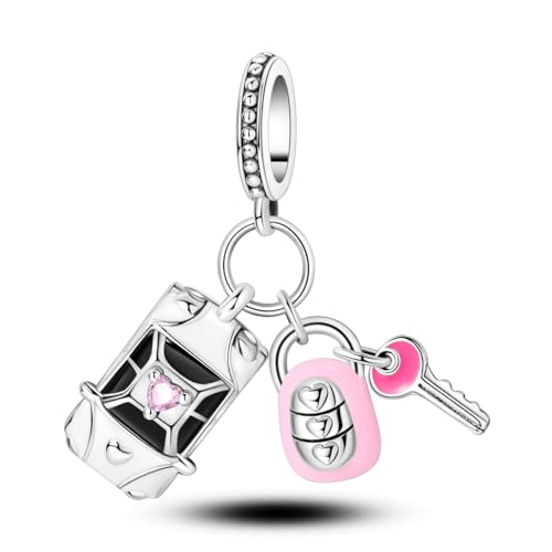 NARMO Charms for Bracelets 925 Sterling Silver Star Dangle Charms Car Keys Lipstick Dangle Charm Beads for Women Bracelets Necklace - color: Car Keys