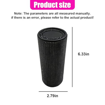 Craedli Bling Car Tissue Holder for Cup Holder, Sparkly Crystal Rhinestone Round Cylinder Car Tissue Box, Refillable Tissues Dispenser Auto Interior Paper Napkin Container with 1 Pack Tissues (Black) - color: Black