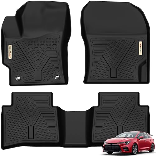 YITAMOTOR Floor Mats Compatible with Toyota Corolla Sedan 2020-2026 (Not Fit for Hatchback), TPE All Weather Automotive Corolla Floor Liners Custom Fit 1st & 2nd Row, Black - style: 20-26 Corolla 1st&2nd