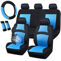 CAR PASS Universal 13PCS 3D Air Mesh-100% Breathable Seat Covers Full Sets, Steering Wheel&Belt Cover, Airbag and Rear Split Bench Compatible for 90% Automotive SUV Truck Cute Women Black Water Blue - color: Black Water Blue, size: Full set