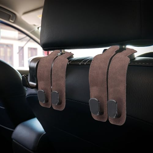 PATIKIL Headrest Hooks for Car, 2 Pcs Car Seat Back Organizers Storage Headrest Hook Suede Double Hanger Purse Holder for Cute Purses Bags, Gray