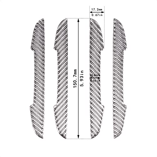 4Pcs Universal Real Carbon Fiber with 2mm Twill Woven Texture Door Edge Guard Paint Scratch Bumper Protector Anti Door Slam Silver Protective Pad Sticker Film for SUV Truck