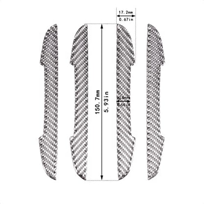 4Pcs Universal Real Carbon Fiber with 2mm Twill Woven Texture Door Edge Guard Paint Scratch Bumper Protector Anti Door Slam Silver Protective Pad Sticker Film for SUV Truck
