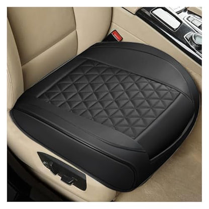 Leather Car Seat Cover, Auto Front Bottom Seat Cover Luxury Car Seat Protector Anti-Slip Waterproof Cushion Cover with Storage Pocket, for Most Cars, Trucks, SUVs (Black) - color: Black