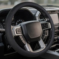 Leather Steering Wheel Cover for Ford F150/F250/F350, 15.5-16 Inch Truck Steering Wheel Grip, Breathable & Anti-Slip, Premium Semi Car Accessories (Black) - color: Black