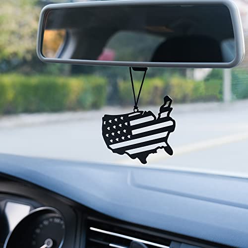 Monssa Eagle Metal Rear View Mirror Accessorie - Black, American Flag Sign Siluette, Lightweight, Powder Coated, Unisex, Indoor, 1 Count - style: American Flag Sign Siluette