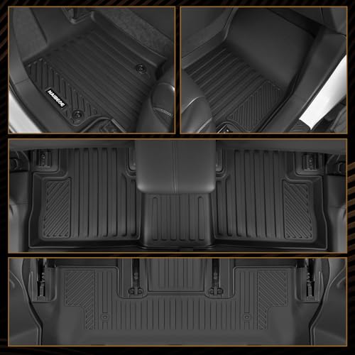 Naibeve Floor Mats for 2014-2019 Toyota Highlander 7 Seats (2nd Row Captain Seats) - All Weather Custom Fit for Highlander Floor Mats & Trunk Mat with Backrest Mats Waterproof Interior Accessories - size: 7)Highlander 7 Passenger|2014-2019