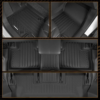 Naibeve Floor Mats for 2014-2019 Toyota Highlander 7 Seats (2nd Row Captain Seats) - All Weather Custom Fit for Highlander Floor Mats & Trunk Mat with Backrest Mats Waterproof Interior Accessories - size: 7)Highlander 7 Passenger|2014-2019