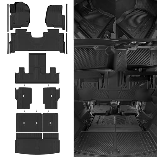 Custom Fit Floor Mats for Ford Expedition 7 Seats/Captain Seat 2018-2024, All Weather TPE Floor Liners & Trunk Mat & Backrest Protectors & Door Sill Guard, Odorless Full Set Interior Accessories - size: 6)Expedition 7 Seats|2018-2024