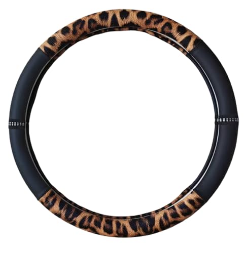 Leopard Steering Wheel Cover, Made with Breathable Microfiber Leather Cheetah Print, Anti-Slip, Universal Fit 14 1/2 inches to 15 inches, Black - color: Cheetah Print