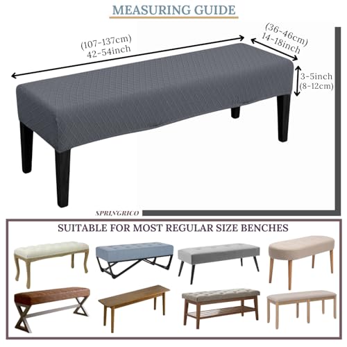 SPRINGRICO Stretch Dining Bench Cover, Removable Bench Slipcover Washable Bench Seat Protector Rectangle Bench Cover for Dining Room, Living Room, Bedroom, Kitchen (S2-Dark Gray) - color: S2-dark Gray