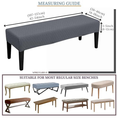 SPRINGRICO Stretch Dining Bench Cover, Removable Bench Slipcover Washable Bench Seat Protector Rectangle Bench Cover for Dining Room, Living Room, Bedroom, Kitchen (S2-Dark Gray) - color: S2-dark Gray