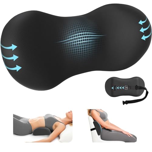 Lumbar Support Pillow for Office Chair - Memory Foam Lumbar Pillow with Detachable Strap & Breathable Cover, Ergonomic Back Support for Office Chair, Car Seat Cushion, Bed Rest (Black) - color: Black