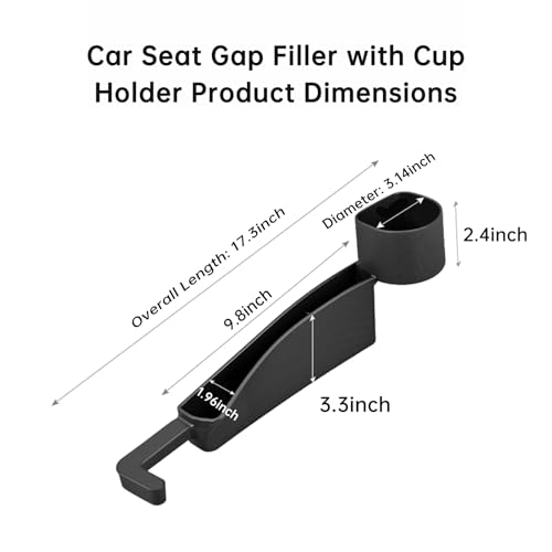 2026 Upgraded Car Seat Gap Filler with Holder and Hook, Car Seat Accessories Interior, Car Seat Gap Plug with Storage Slot, Car Organizer Fit Sedan SUV Truck, 2 Pack Black