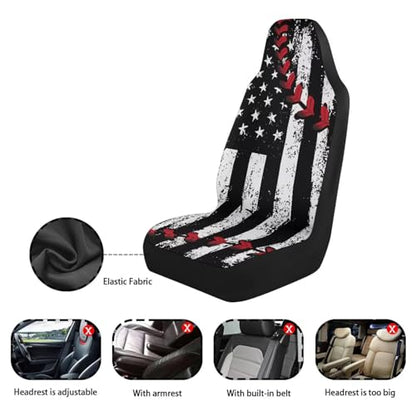 American Flag Car Front Seat Covers Baseball Stitch Car Seat Covers Set of 2 Removable Automotive Accessories Universal Fit for Cars,Sedans & SUVs - color: American Flag Baseball Stitch