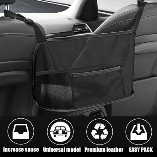 Car Net Pocket Handbag Holder - Auto Net Pocket Purse Holder Between Front Seats Car Storage Organizer, Universal Interior Accessories Barrier of Backseat Pet Kids (Black) - color: Black