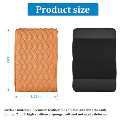 Bittwee Car Center Console Cover, Leather Waterproof Auto Arm Rest Box Cover, Memory Foam Armrest Cushion Protection Pad, Hand Rest Pillow with Height Increase, Universal Car Accessory - color: Yellow