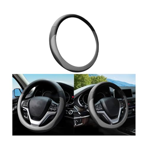 Car Steering Wheel Cover, Elastic Stretch Breathable Anti-Slip Microfiber Leather Auto Steering Wheel Protector, Soft Vehicle Interior Decor Accessories, Universal for RV, SUV, Truck (Gray) - color: Style 3-Gray