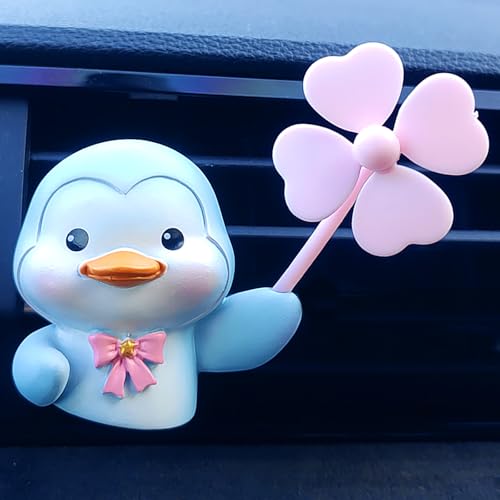 Cute Car Air Freshener Vent Clips, 3D Animal with Mini Fan Diffuser Vent Clip, Air Conditioning Decoration Car Accessories for Women and Men - color: Penguin