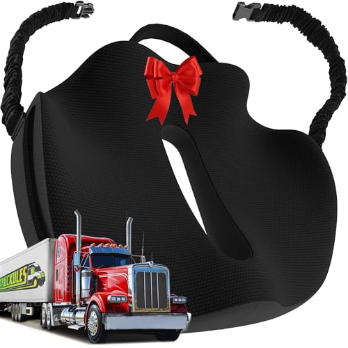 Medium Truck Seat Cushion for Truck Driver Seat Cushion - Upgraded Back Support, CertiPUR-US® Certified - Thick Memory Foam, Pain Relief for Hours of Driving, Trucker Approved Big Rig - Black - color: Black, size: Medium