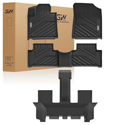 3W Floor Mats Compatible with Kia Sorento 6/7 Seats 2021-2026(Not Fit for Hybrid & PHEV), TPE All Weather Protection Floor Mats Custom Fit 3 Rows Car Floor Liners Set Car Mats Acessoires, Black - size: 1.For Kia Sorento | 21-25 | 1st-3rd Row