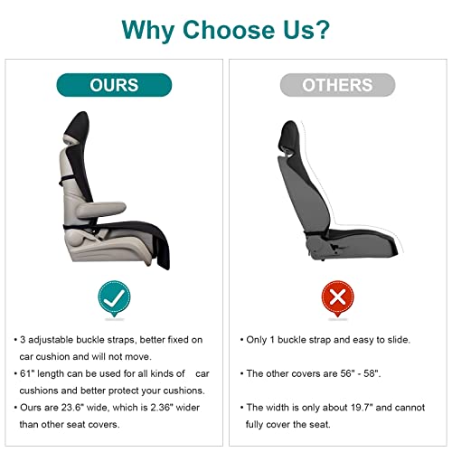 1PC Upgraded Widened Neoprene Car Seat Covers Towel for Dog Kids, Lengthened Waterproof Seat Protector Non-Slip with 3 Buckle Straps and Front Storage Pocket for Van Truck SUV