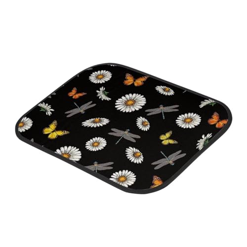 Dragonfly Daisy Butterfly Automotive Floor Mats Front and Rear Car Mat Carpet Set 4 Pcs Fit for SUV,Vans,sedans,Trucks - color: Dragonfly Daisy Butterfly