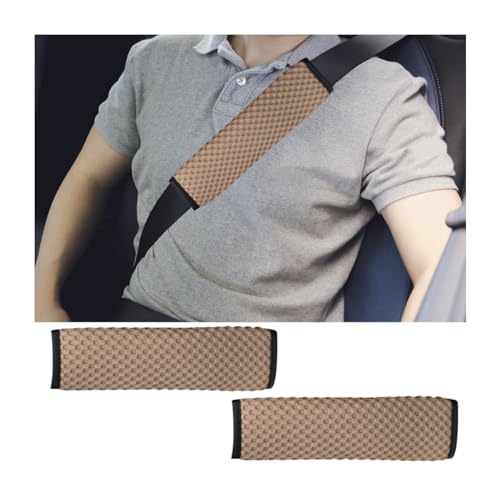 2Pcs Car Seat Belt Covers, Mesh Universal Seatbelt Shoulder Strap Protector, Breathable Auto Seat Belt Pads Cover, Harness Cushion for Comfortable Driving, Automotive Accessories (Beige) - color: Beige