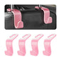 Car Back Seat Headrest Hooks, 4PCS Vehicle Backseat Storage Organizer Hanger, Multifunctional Auto Headrest Hidden Hook Universal for Handbag Purse Backpacks Bags and Groceries (Pink)