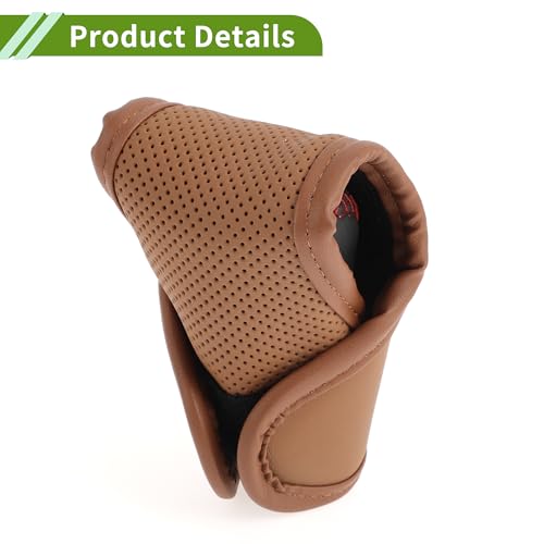 Universal Gear Shift Knob Cover Stick Shifting Handle Protector Automotive Manual Leather 1 Pc Anti-Slip Brown