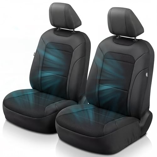 GIANT PANDA Air Cool Mesh Car Seat Cover Custom Fit Nissan Rogue Altima Sentra Versa Kicks Frontier Murano,Breathable Cooling Seat Protector with Leather Back Pannel(Black) - color: Black, size: Fit Nissan（Sedan）