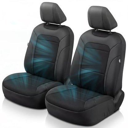 GIANT PANDA Air Cool Mesh Car Seat Cover Custom Fit Nissan Rogue Altima Sentra Versa Kicks Frontier Murano,Breathable Cooling Seat Protector with Leather Back Pannel(Black) - color: Black, size: Fit Nissan（Sedan）