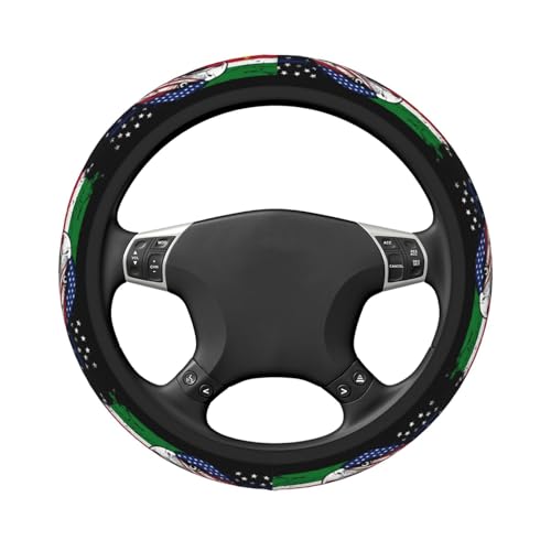 Suriname Surinamese Flag America Eagle Breathable Neoprene Steering Wheel Cover - Anti-Slip Floral Design Universal Fit for Cars/Trucks/Suvs (14.5"-15" Inch) - color: Suriname Surinamese Flag America Eagle