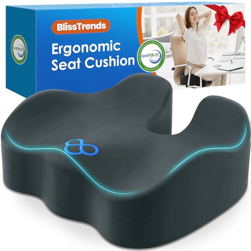 BlissTrends Seat Cushion,5.2in Thick Memory Foam Cushions for Office Chair, Car Seat, Airplane, Relieving Pressure Tailbone Sciatica Back Pain for Long Sitting Office Workers, Car Drivers DarkGreen - color: Dark Green, size: X-Large