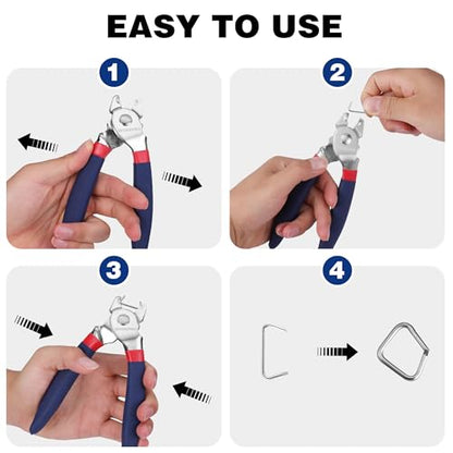 WORKPRO Bent Hog Ring Pliers with 500 Pcs 3/4" Hog Rings, Galvanized Steel Hog Rings Perfect for Furniture Upholstery, Auto Upholstery, Plastic Meat & Sausage Casings - style: Bent Hog Ring Pliers Set