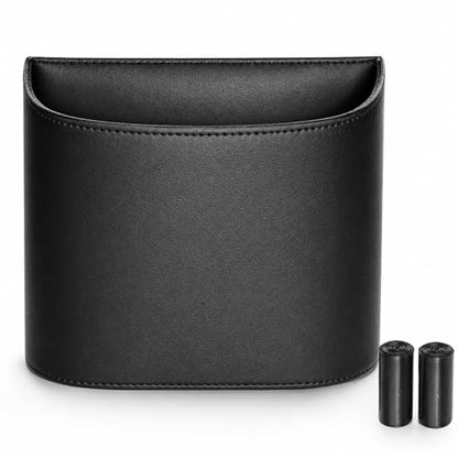 COZILO Leather Car Trash Can – Leakproof & Easy-to-Clean Car Garbage Can for Luxury Cars, SUVs & Trucks | Includes 60 Custom Liners, Secure Hook, Easy Install, Black - color: Black (small)