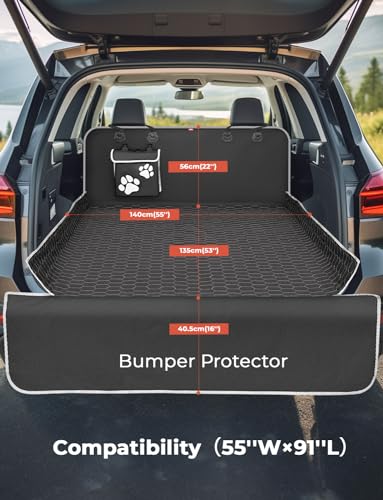 Oasser SUV Cargo Liner for Dogs Large Waterproof Trunk Cover with Detachable Pocket and Bumper Flap Protector, 600D Oxford Cloth, Black, XL (55 x 91 Inch) - size: XL (55 x 91 inch)