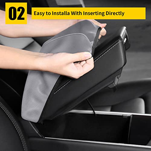 AOMSAZTO Grey Armrest Console Cover for Civic 2012-2015 Honda Middle Leather Arm Cover - color: Gray