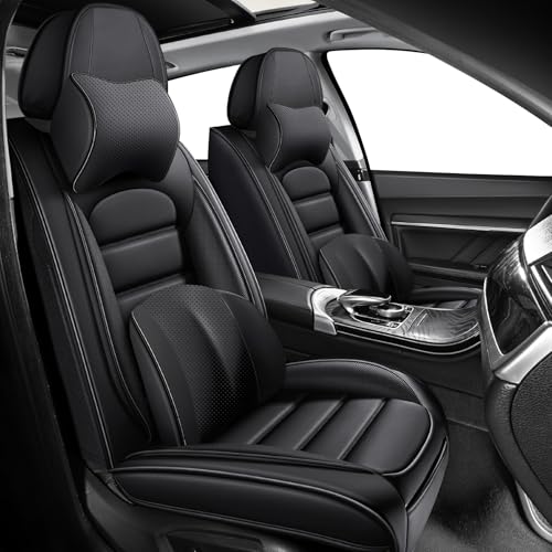 Front Set for Volkswagen Taos Seat Covers 2022-2026, Waterproof Nappa Leather Car Seat Protector, Anti-Slip & Comfortable Car seat Cover (Luxury 2 Seats Black) - color: Black, size: Luxury 2 Seats