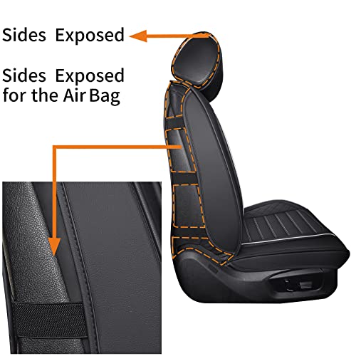 Aierxuan 2PCS Seat Covers Leather Cushions Universal Fit for Ford Chevy Subaru Acura Infiniti Benz Audi Highlander Camry Rav4 Tacoma Honda Jeep Hyundai Elantra (2PCS Front/Black-White A) - color: 2 Pcs Front/Black-White A