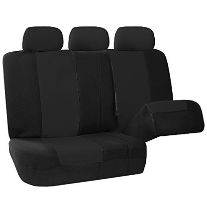 FH Group Full Set Cloth Car Seat Covers - Universal Fit, Low Back Front Seat Covers, Airbag Compatible, Split Bench Rear Seat, Washable Seat Cover for SUV, Sedan, Van, Black - color: Black, style: Full Set