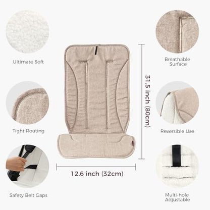 Momcozy Reversible Stroller Cushion | Universal Breathable Stroller Liner | Winter Warm Car Seat Liners | Crib Carriage Cushion Pad | Plush for Winter Use ＆Soft Fabric for All-Season Comfort - color: Khaki