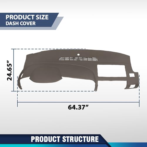 PIT66 TPE Brown Dash Cover Dashboard Bezel, Fit Chevy Silverado 2007-2013 (LS, LT, or Work Truck ONLY) Fit GMC Sierra 2007-2013 (SL, SLE, or Work Truck ONLY) Fit Dual Glovebox Style Dashes Only - size: 2007-2013 Silverado/Sierra(Brown | Set)