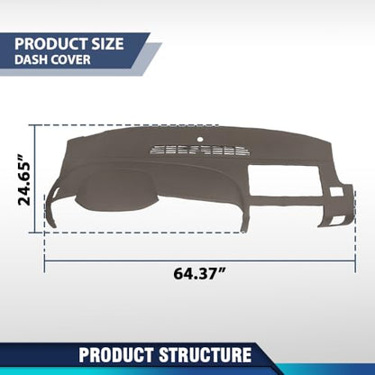 PIT66 TPE Brown Dash Cover Dashboard Bezel, Fit Chevy Silverado 2007-2013 (LS, LT, or Work Truck ONLY) Fit GMC Sierra 2007-2013 (SL, SLE, or Work Truck ONLY) Fit Dual Glovebox Style Dashes Only - size: 2007-2013 Silverado/Sierra(Brown | Set)