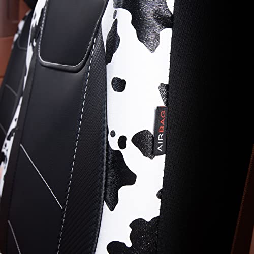 Flying Banner car seat Covers Protects Water Proof Faux Leather Carbon Fiber Fronts Cow Black - color: Cow Black, size: Front Pair -- 2PCS