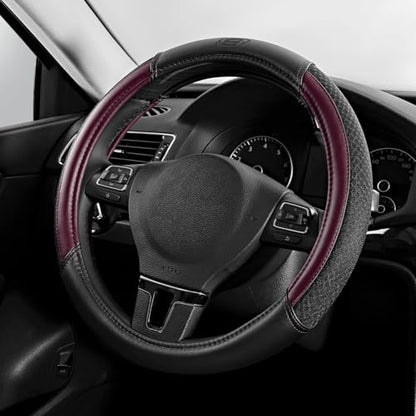 Skechers Air-Cooled Steering Wheel Cover,Leather Car Steering Wheel Cover Universal Fit 14" 1/2-15" Car Wheel Protector for Men Women Fit Suvs,Vans,Sedans,Car,Trucks,Brown - color: Brown