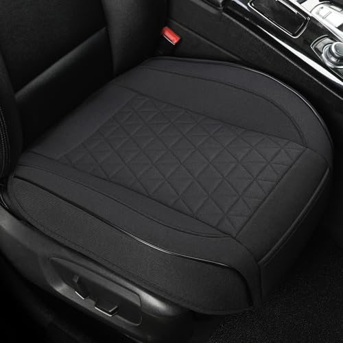 West Llama Linen Front Car Seat Cover Protector Anti-Slip Bottom Seat Cover Fits 95% of Vehicles,Wrapping Around The Bottom,Triangular Pattern(Black-2Pcs) - color: Triangular Pattern-Black, size: 2 Piece Linen
